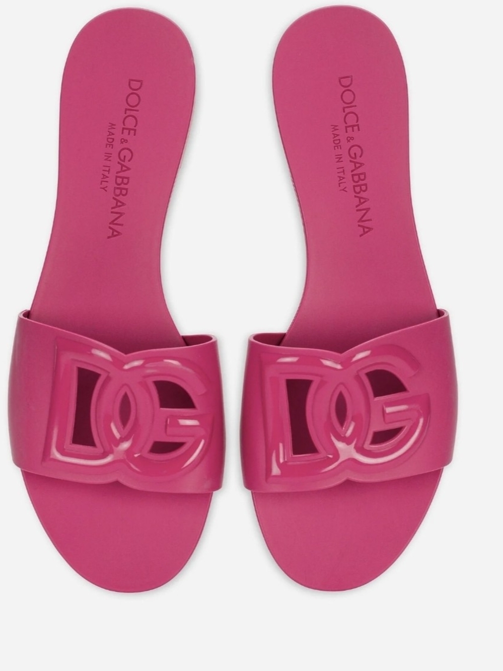 Dolce & Gabbana Fuchsia Patent DG Slide Sandals